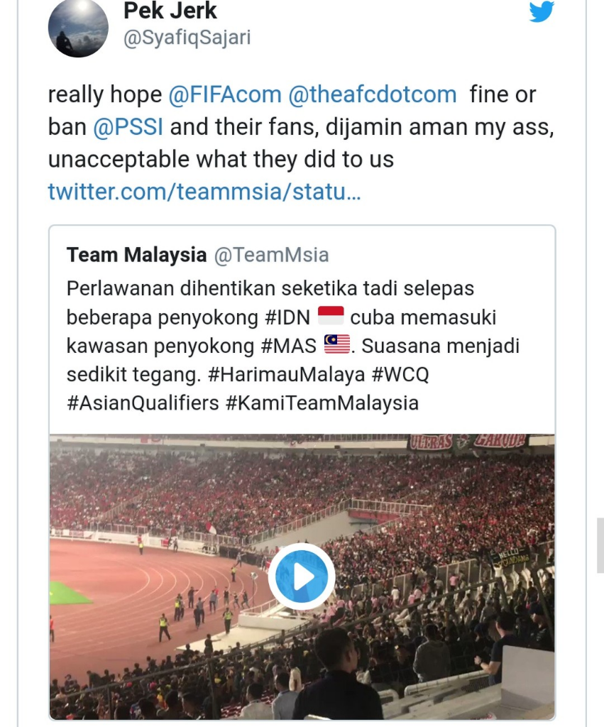 Netizen Malaysia Ramai-Ramai Minta agar Indonesia Dihukum FIFA

