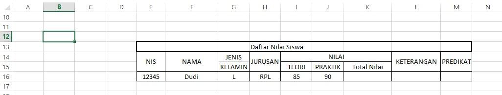 Membuat (if) daftar nilai siswa di microsoft excel
