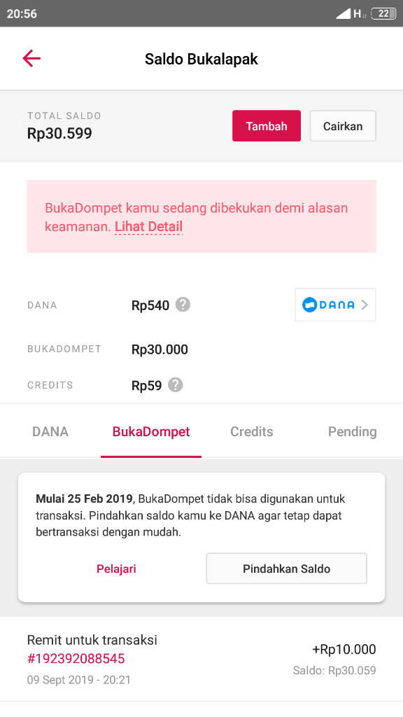 Akun buka dompet si bekukan