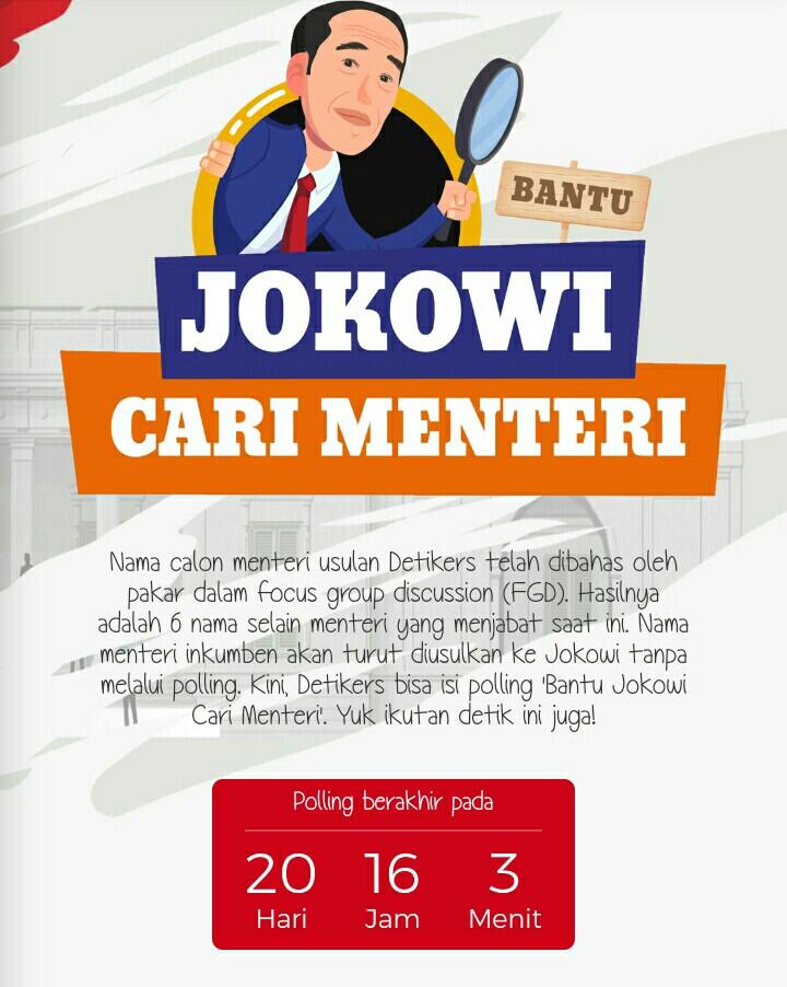 Yuk 'Bantu Jokowi Cari Menteri', Ikuti Polling di detikcom!