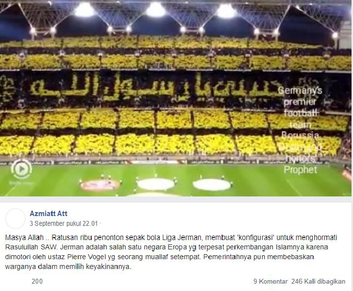 &#91;Fakta atau Hoaks&#93; Konfigurasi Tulisan Rasulullah di Tribun Stadion