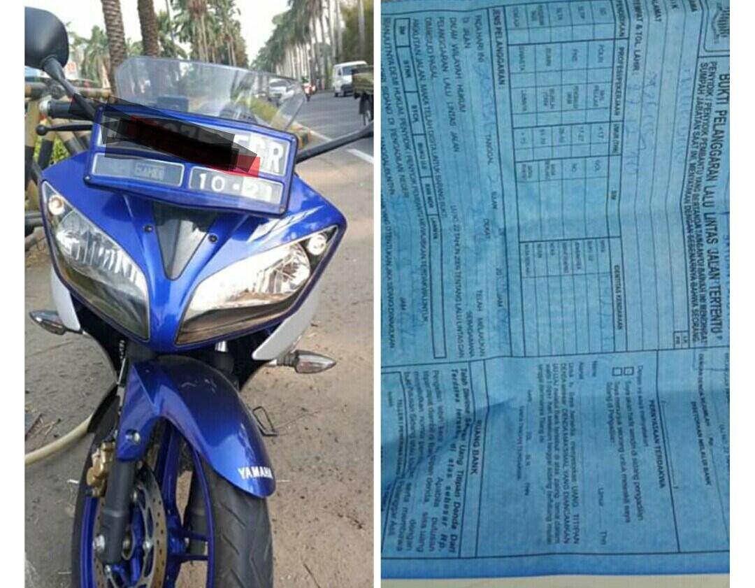 Momen Akward, Polisi Tilang Motor Yamaha R15 Lawas Karena Lampunya Mati Sebelah