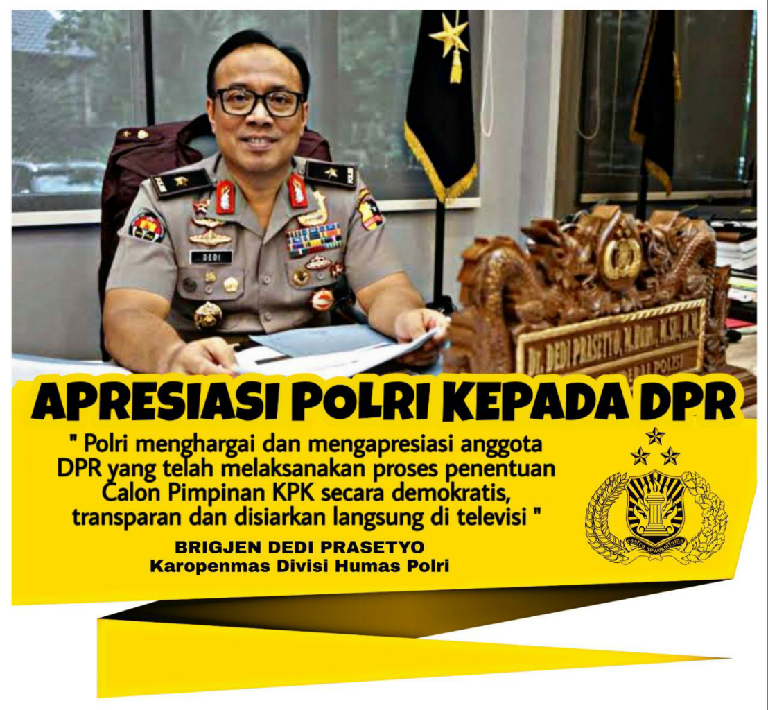 Polri Apresiasi DPR atas Penetapan Irjen Firli Bahuri sebagai Ketua KPK