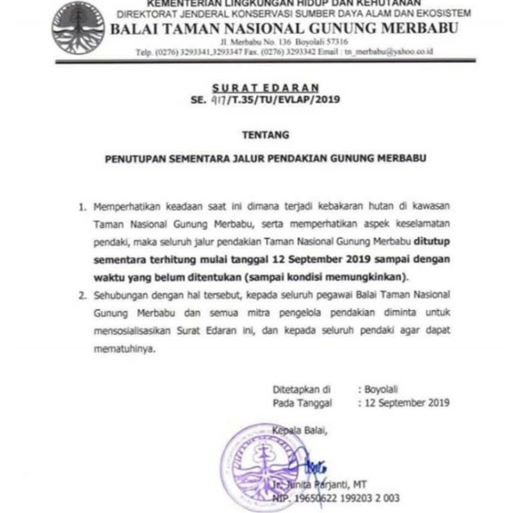 Perlu Diketahui, Inilah Daftar Gunung Yang Ditutup Pada Bulan September 2019