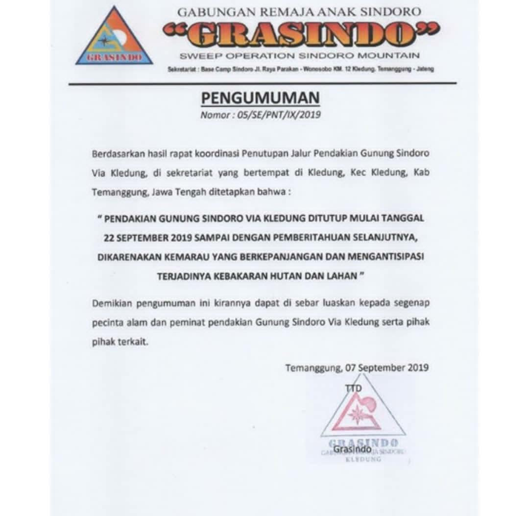 Perlu Diketahui, Inilah Daftar Gunung Yang Ditutup Pada Bulan September 2019