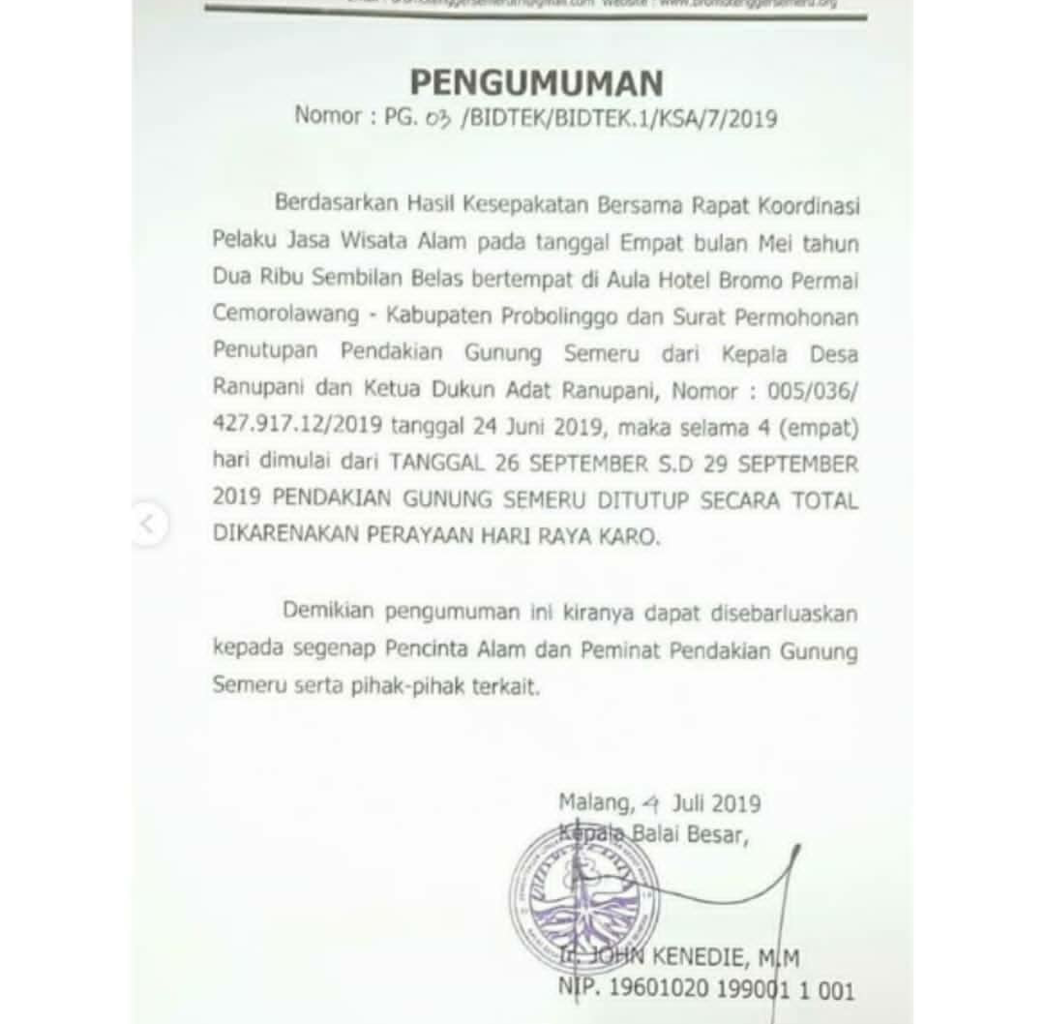 Perlu Diketahui, Inilah Daftar Gunung Yang Ditutup Pada Bulan September 2019