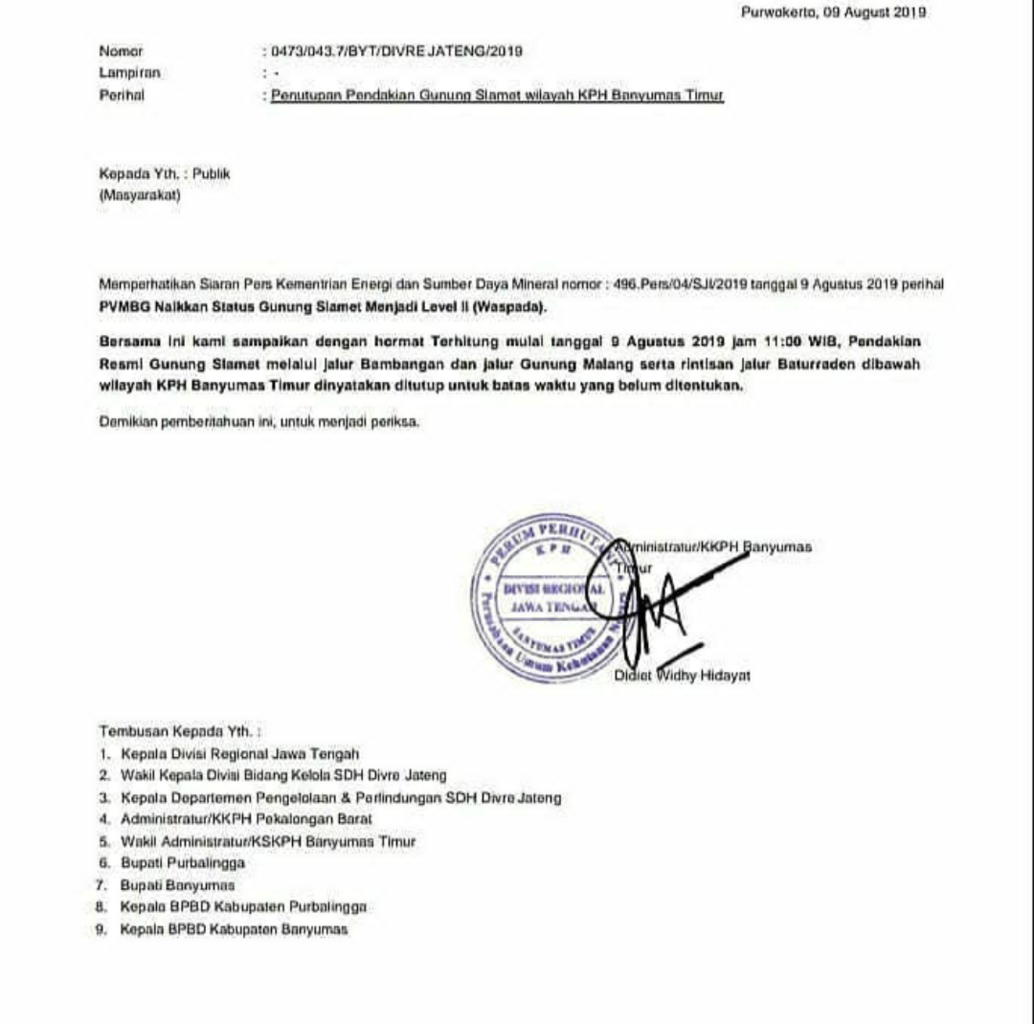 Perlu Diketahui, Inilah Daftar Gunung Yang Ditutup Pada Bulan September 2019