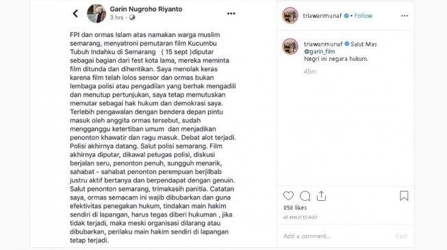 Kucumbu Tubuh Indahku Tetap Main meski Dikepung FPI, Triawan Munaf Salut