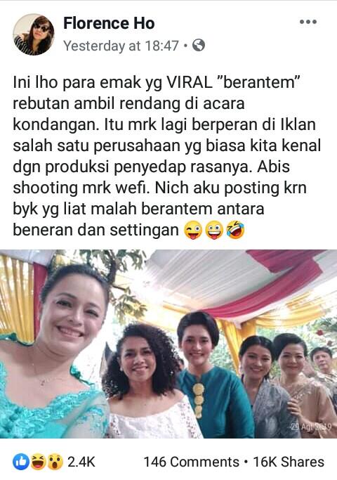 Video Ibu-Ibu Berantem di Kondangan yang Viral Ternyata Settingan