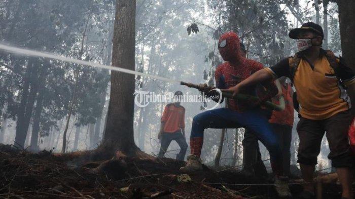 Beratnya Padamkan Karhutla, Spiderman pun Ikut Beraksi