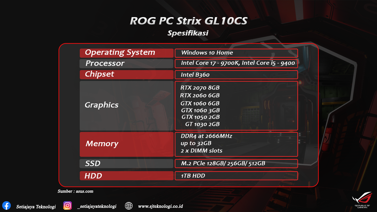 ASUS PC ROG STRIX GL10CS PC MENCOLOK DAN BERTENAGA