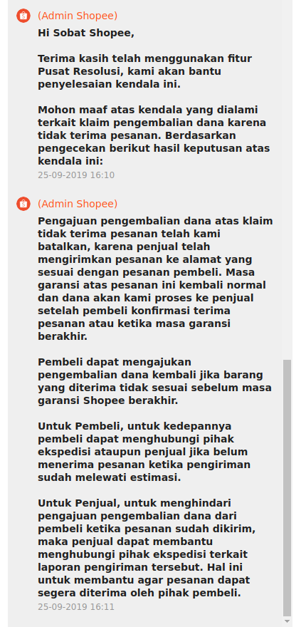 Beli Ikan hias bermasalah. Shopee cendrung berpihak ke Seller!