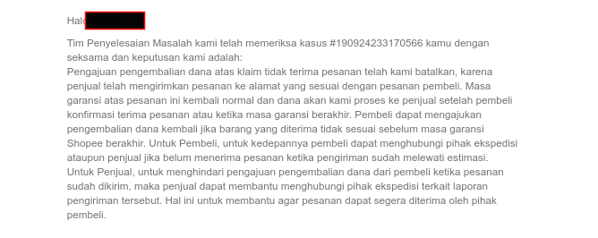 Beli Ikan hias bermasalah. Shopee cendrung berpihak ke Seller!