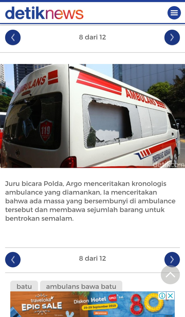 Petugas PMI: Memang Ada Batu Di Ambulans, Tapi Bekas Lemparan Massa