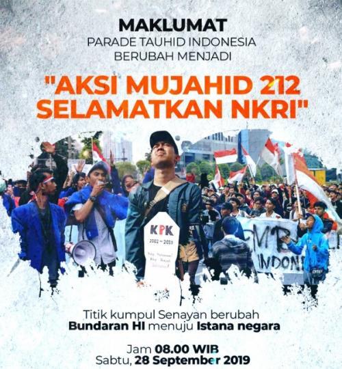 Massa Mujahid 212 Gelar Aksi 'Selamatkan NKRI' di Jakarta Besok