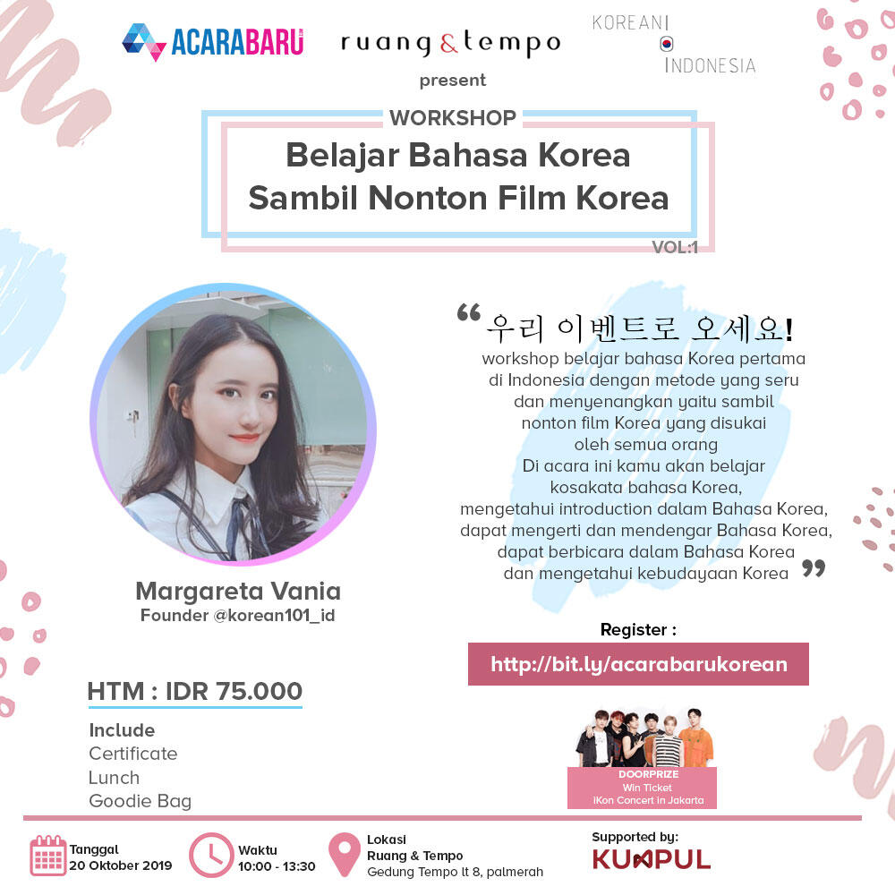 Workshop Belajar Bahasa Korea Sambil Nonton Film Korea