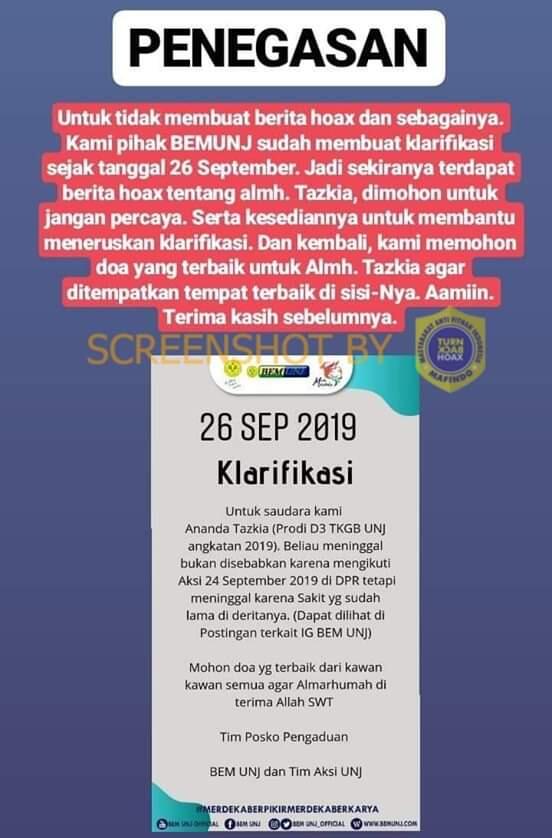 Mahasiswi UNJ Meninggal karena Gas Air Mata?,Faktanya...