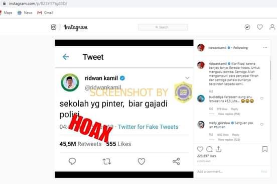 Viral Cuitan 'Sekolah yang Pinter Biar Gajadi Polisi', Ridwan Kamil: Hoax!