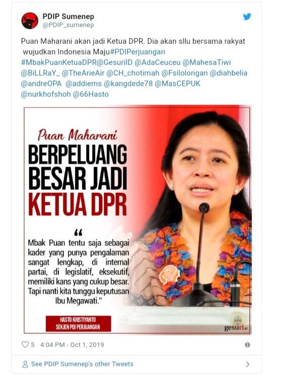 Puan Maharani Ketua DPR, Netizen Pertanyakan Prestasi