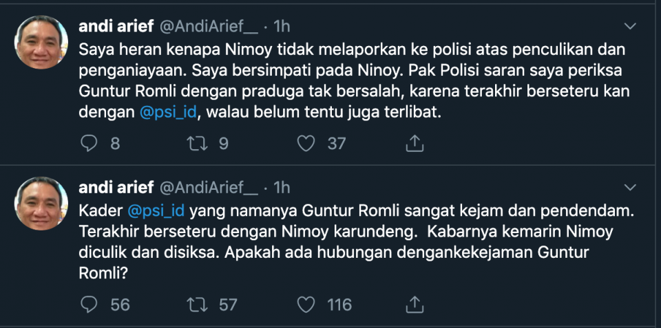 Kasus Ninoy, Andi Arief Minta Polisi Periksa Guntur Romli dengan Praduga Tak Bersalah