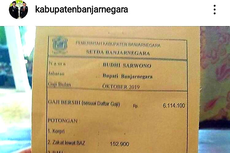 Bupati Banjarnegara PAMER SLIP GAJI di Instagram, Sebut Uang Saku Anaknya Lebih Besar