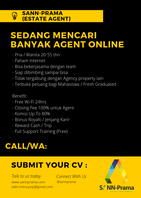 Lowongan Kerja Parttime Marketing Online Properti, di Pranasindo Property Depok