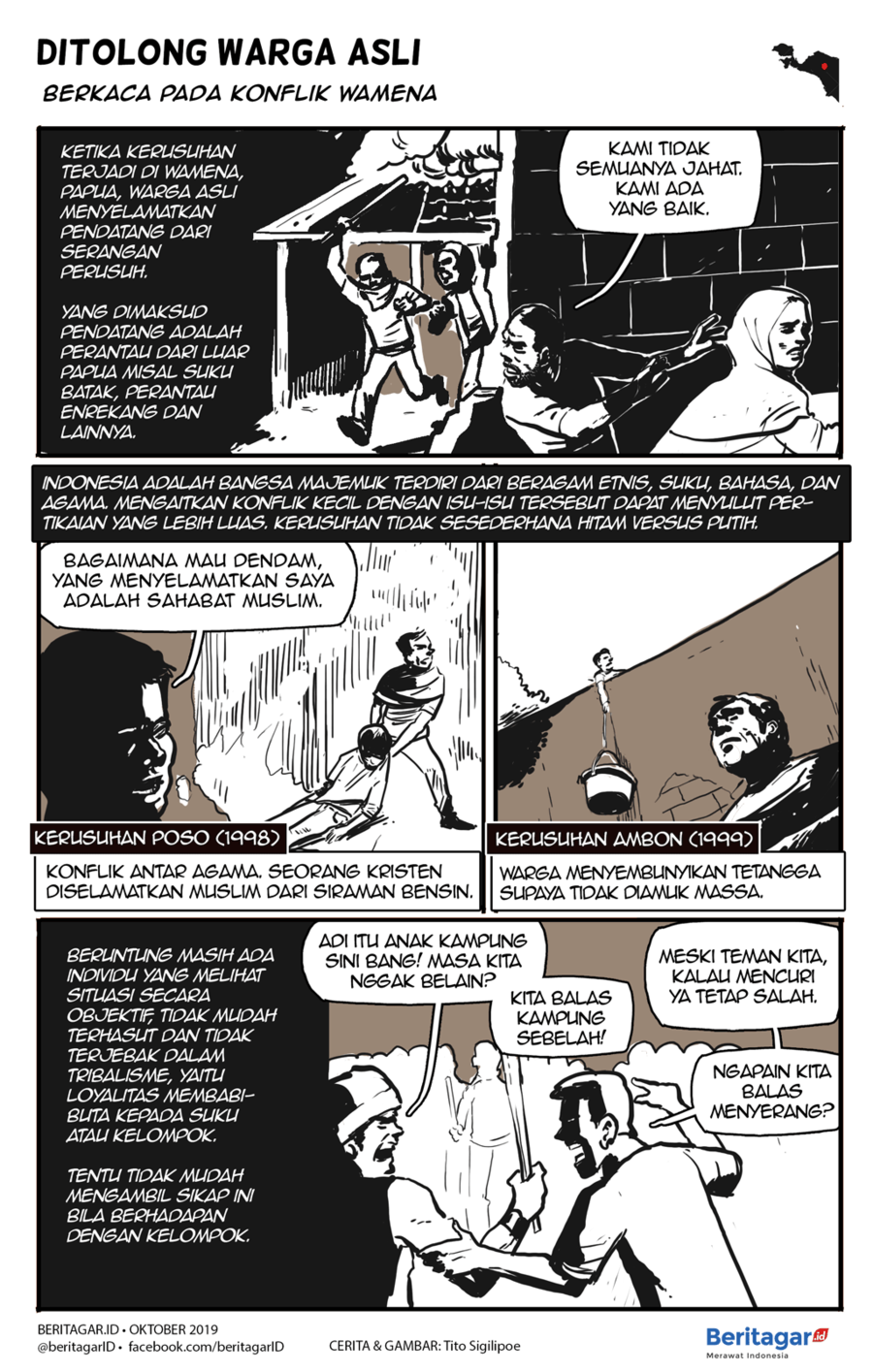 Komik: Pertolongan warga lokal dalam amuk Wamena