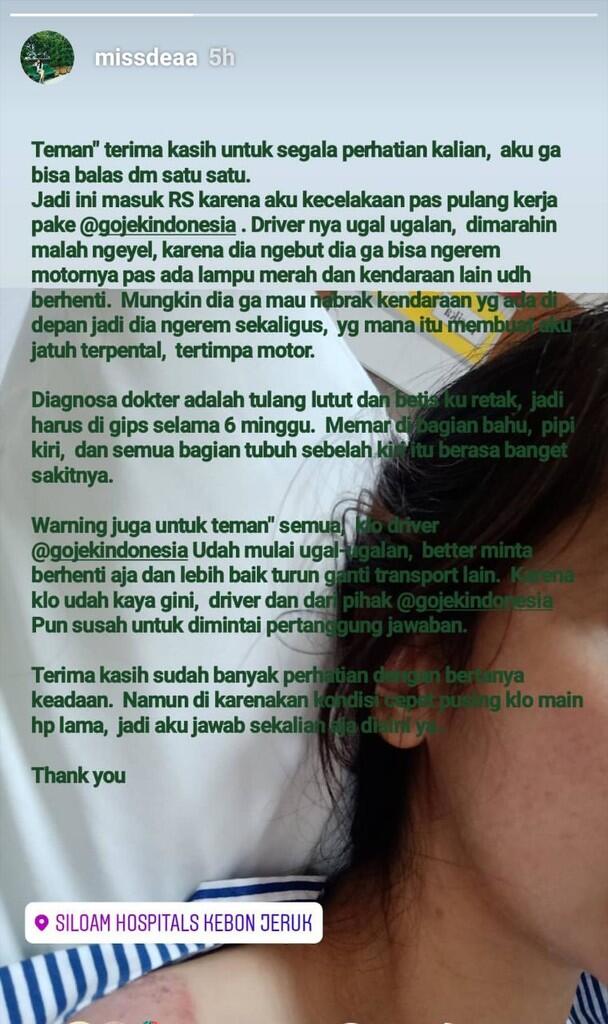 Pengguna Gojek Alami Kecelakaan, Penumpang Terpental dan Terimpa Motor