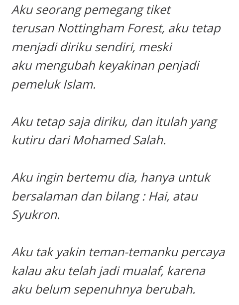 Terinpirasi Mohamed Salah, Seorang Islamphobia Jadi Mualaf