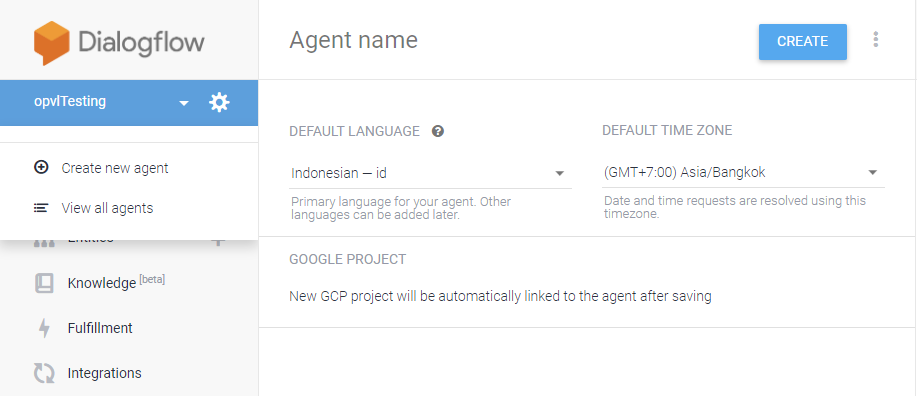 Aplikasi Google Asisten - Dialogflow