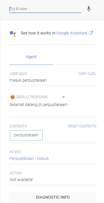 Aplikasi Google Asisten - Dialogflow
