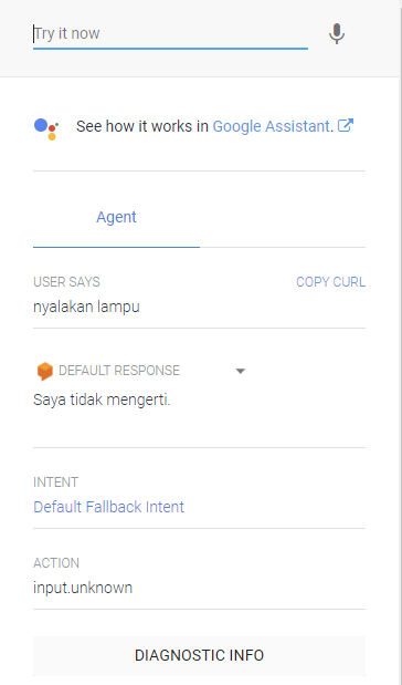 Aplikasi Google Asisten - Dialogflow