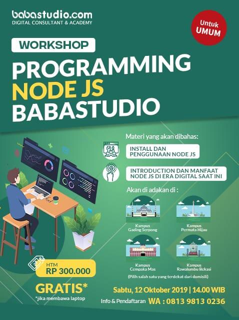 <b></b>Workshop Node Js Baba Studio GRATIS