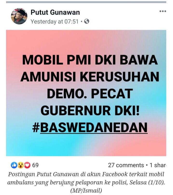 Sebar Hoaks Ambulans DKI Bawa Batu, Ketua Bapilu PDIP Solo Dipolisikan