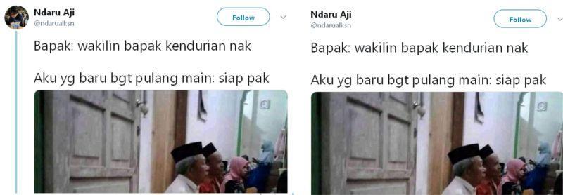 Bikin Salfok, Bocah Ini Mewakili Bapaknya Kenduri Malah Pakai Topeng Mainan