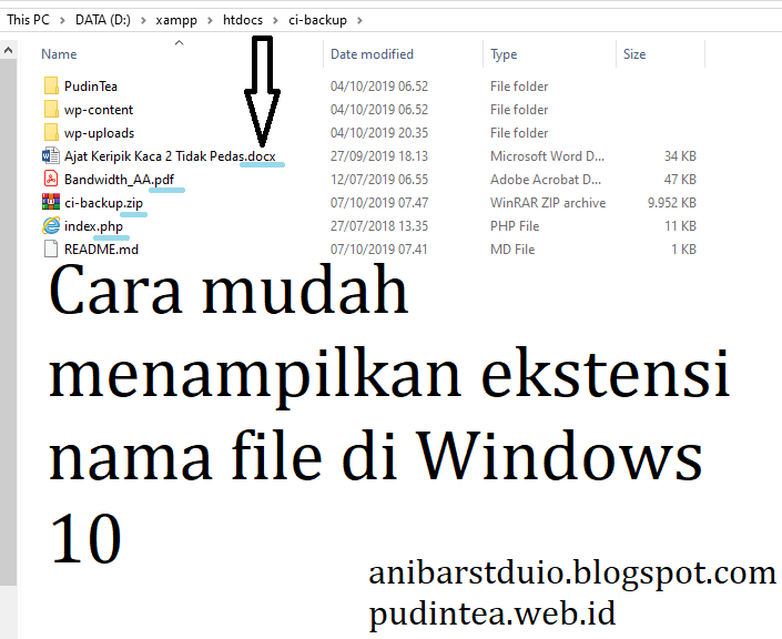 Cara mudah menampilkan ekstensions nama file Windows 10 | Anibar Studio