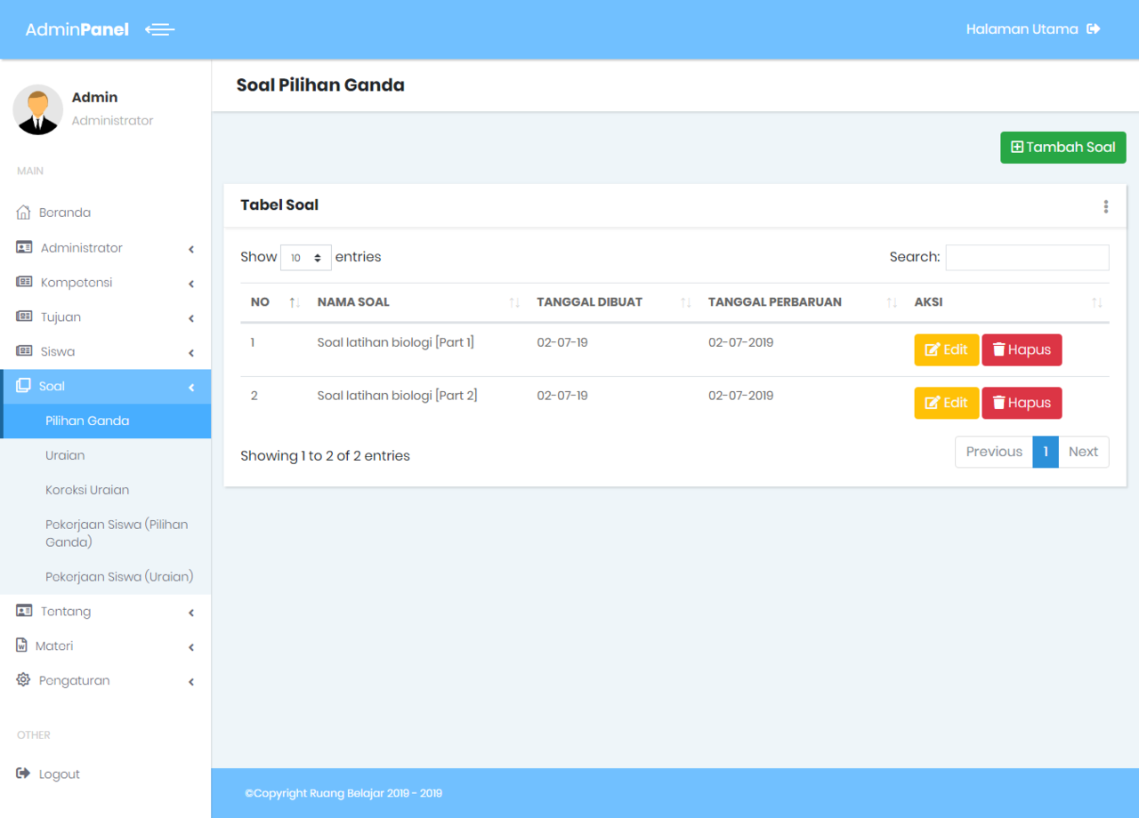 Aplikasi Web Ruang Belajar &#91;codeigniter&#93;&#91;web&#93;&#91;php&#93;
