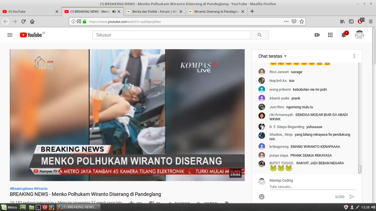 Wiranto Diserang di Pandeglang, Pelaku Berpisau Diduga Terpapar ISIS
