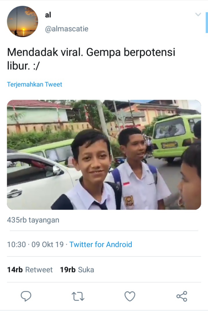 "Gais Gempa Ini Berpotensi Libur", Sontak Vlog Siswa SMP Ini Bikin Ngakak Warga Net!