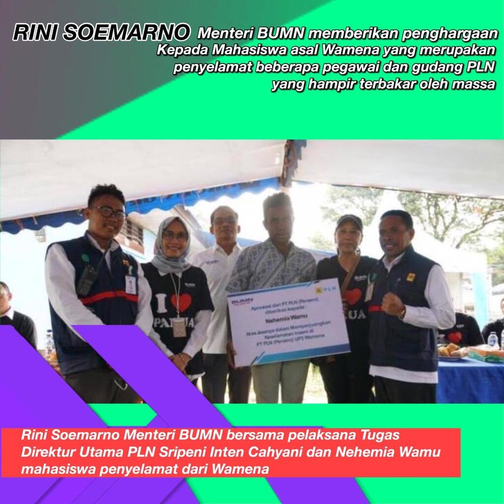 Selamatkan Aset, Mahasiswa Wamena Dapat Penghargaan dari Menteri BUMN