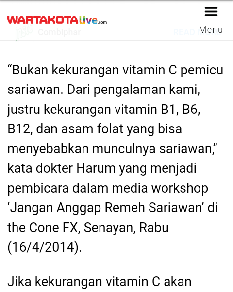 Faktor Penyebab Sariawan, Anggapan Kurang Vitamin C Ternyata Salah Besar !