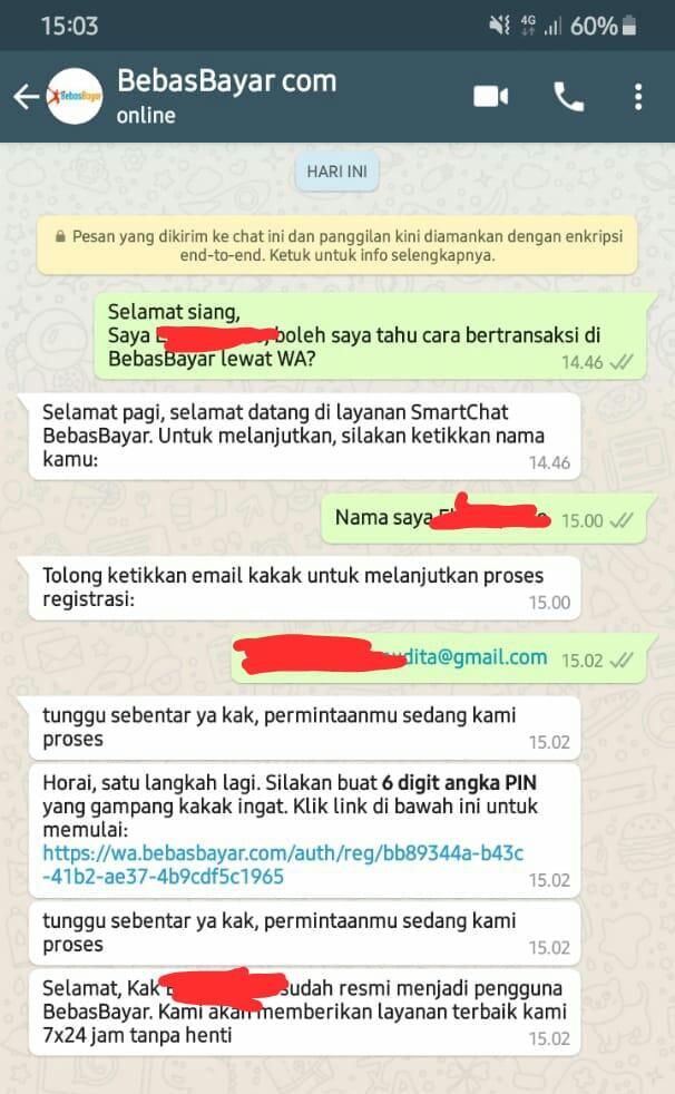 Fitur Baru Dari Aplikasi BebasBayar. Transaksi Hanya Dengan Via Chatt WhatsApp