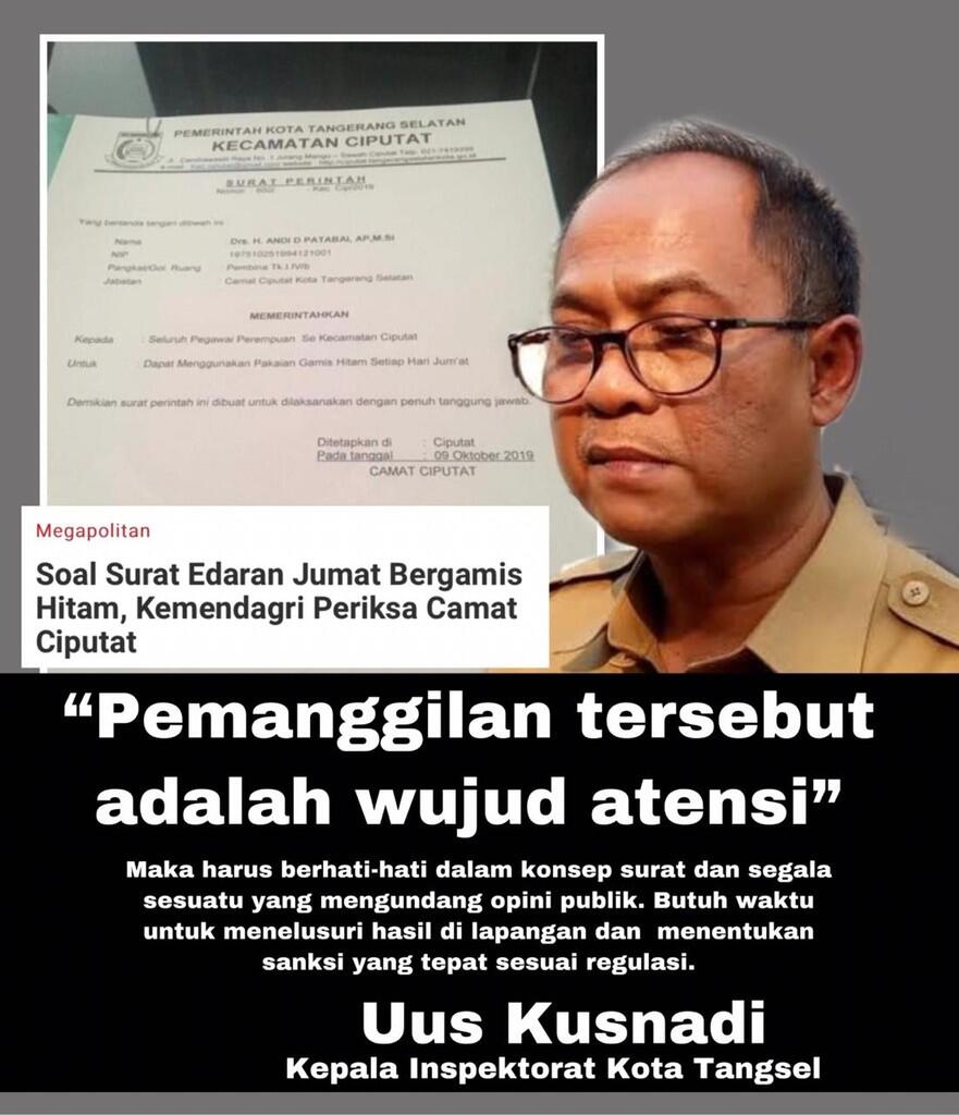 Geger di Media, Camat Ciputat Diperiksa Kemendagri soal Gamis Hitam