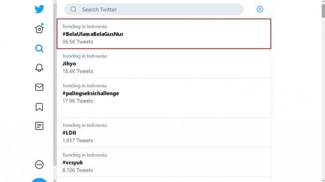 Bela Ulama Bela Gus Nur Trending Topic, Warganet Mencibir