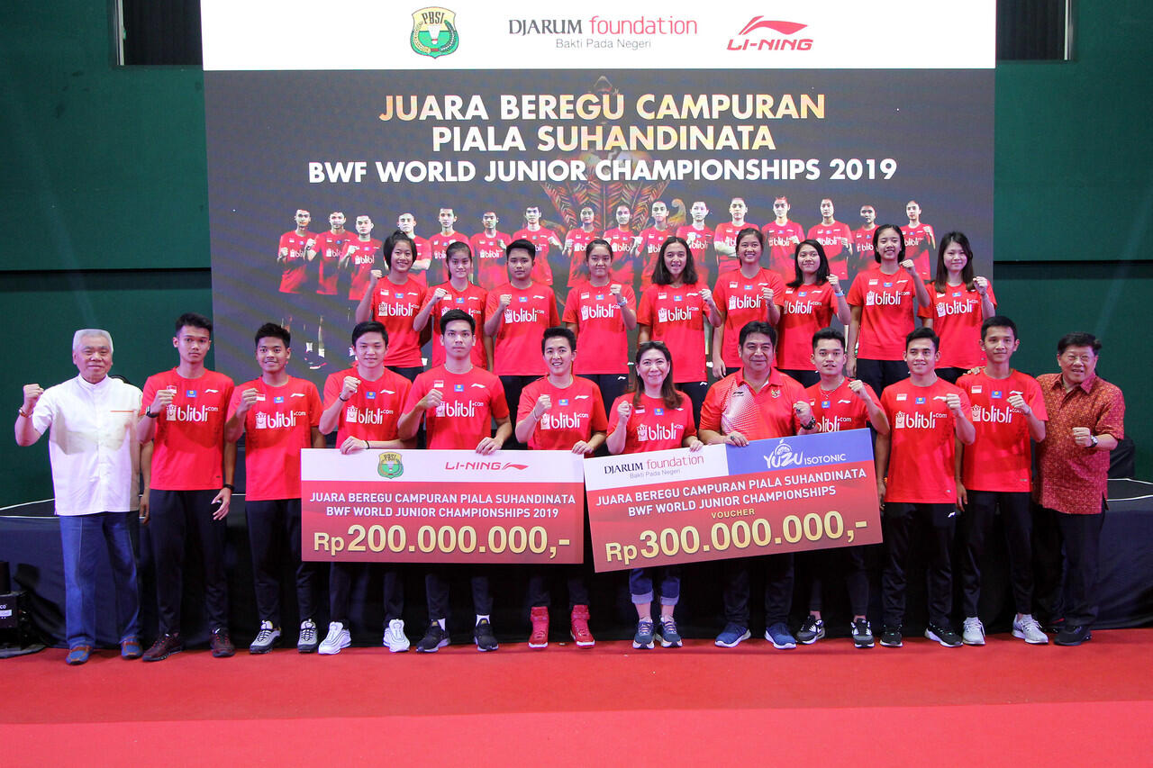 Raih Piala Suhandinata, Tim Junior Bulu Tangkis Indonesia Diguyur Bonus