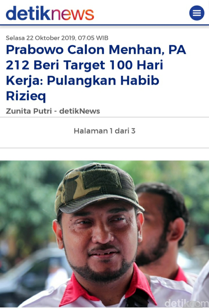 Para Pembenci Jokowi Berharap Pada Prabowo Jika Jadi Menhan Untuk Pulangkan Rizieq,.