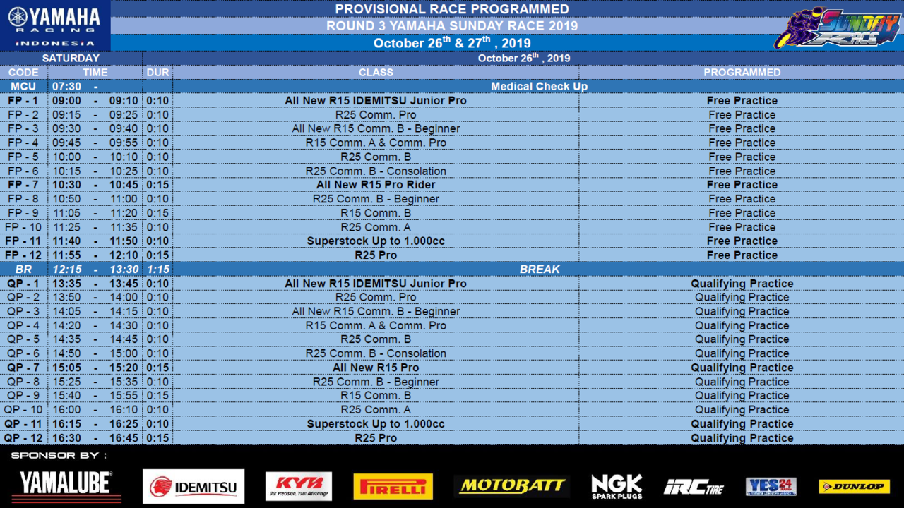 &#91;Invitation&#93; R15er &amp; Rock Goes To Yamaha Sunday Race (YSR) Putaran Ke-3 2019