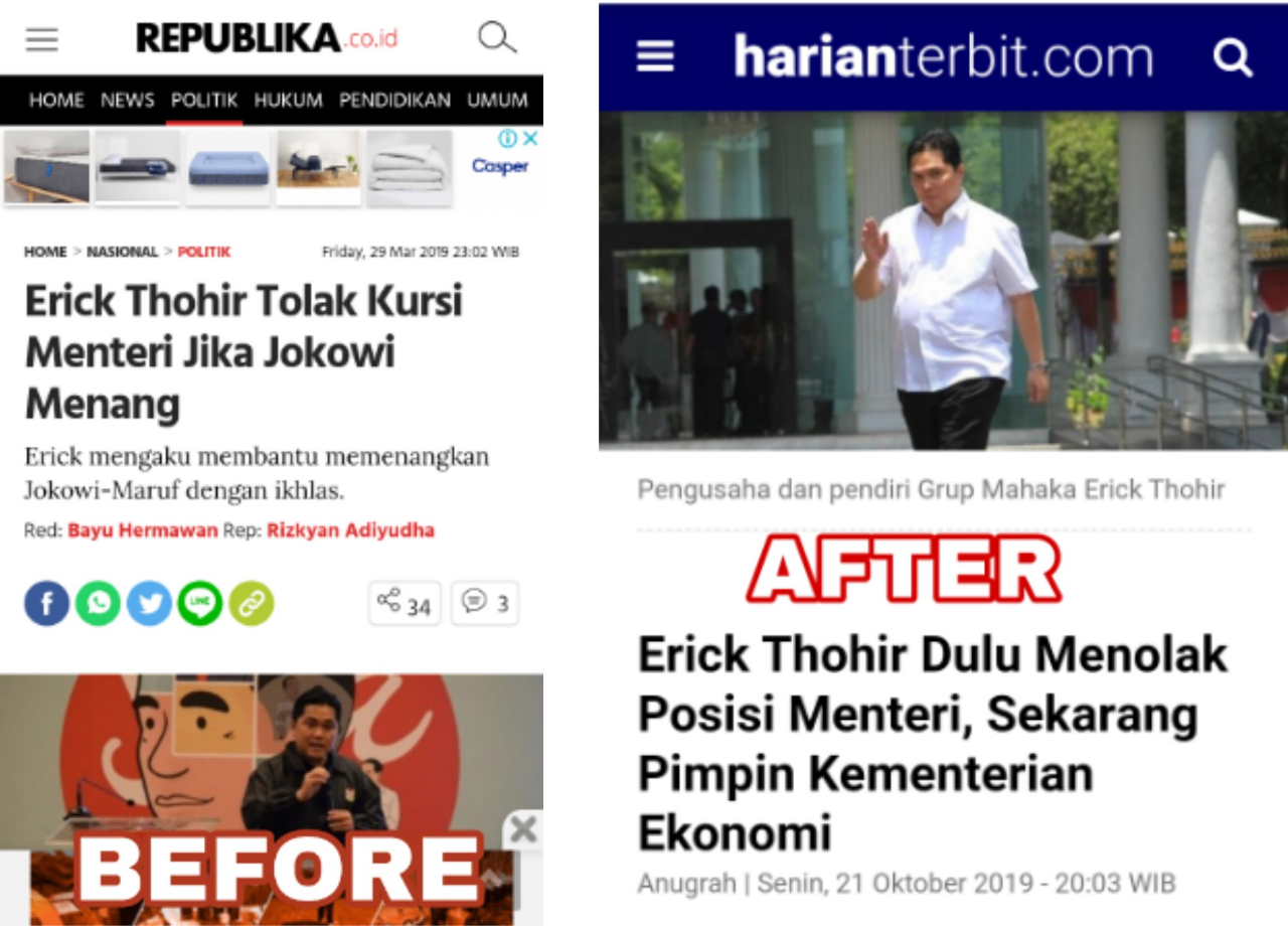 Erick Tohir Ingkar Janji! Dulu Menolak, Sekarang Malah Tergiur Jadi Menteri, Ada Apa?