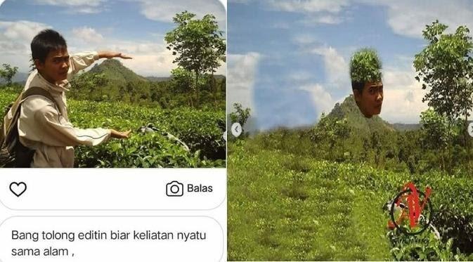 Minta Foto Diedit Menyatu dengan Alam, Malah Jadi Absurd Gak Jelas! Boleh Ngakak? 