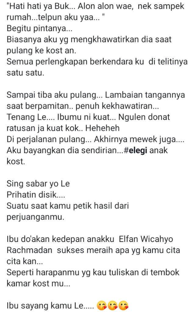 Viral Curhatan Sang Ibu Saat Main ke Kost Anaknya Mengharu Biru, ada Apa?